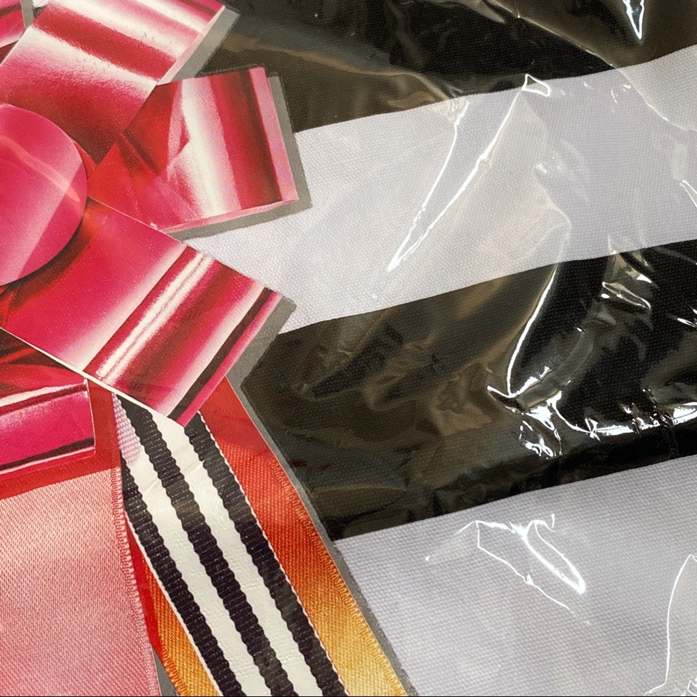 Sephora black white stripe pink bow tote bag - Picture 2 of 3